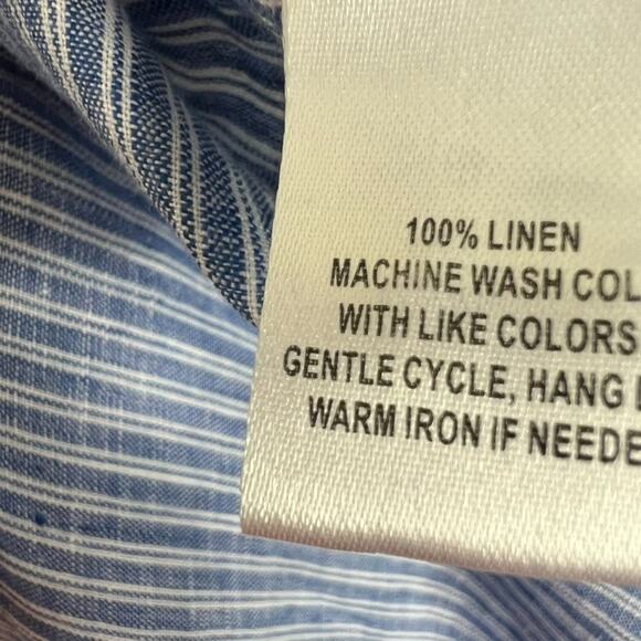 Untuckit Long Sleeve Button Up Womens Size 16 Blue & White Striped 100% Linen - Picture 4 of 6